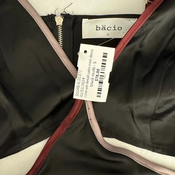 Satin cut out midi dress with deep and light purple accents. NWT - Picture 5 of 5